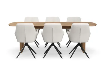 Richeto Matgrupp 240 cm med 6 Torsby Snurrstolar - Naturlig finish/Ljusbeige - Products - Möbler - Bord & matgrupp - Matgrupp