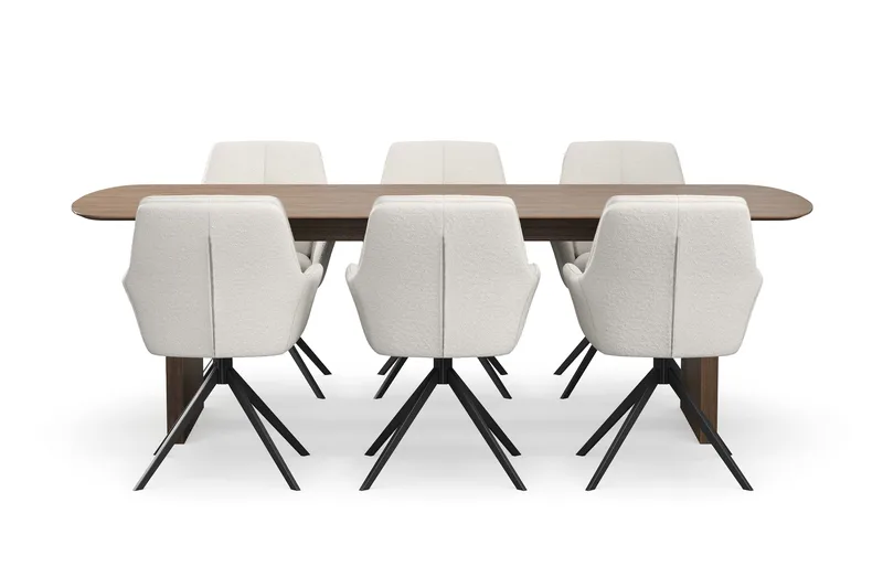 Richeto Matgrupp 240 cm med 6 Torsby Snurrstolar - Rökt ek/Ljusbeige - Products - Möbler - Bord & matgrupp - Matgrupp