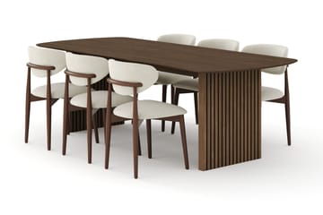 Richeto Matgrupp 240 cm Rökt ek med 6 Molly Matstolar, Rökt ek/Beige