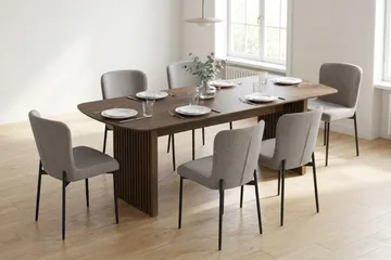 Richeto Matgrupp Rökt Ek 210 cm med 6 Elsie Matstolar - Rökt ek/Ljusgrå - Products - Möbler - Bord & matgrupp - Matgrupp