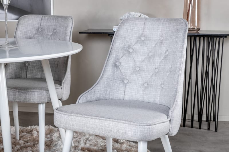 Ridones Matgrupp 100 cm Rund inkl 4 Valera Stolar - Vit/Grå - Products - Möbler - Bord & matgrupp - Matgrupp