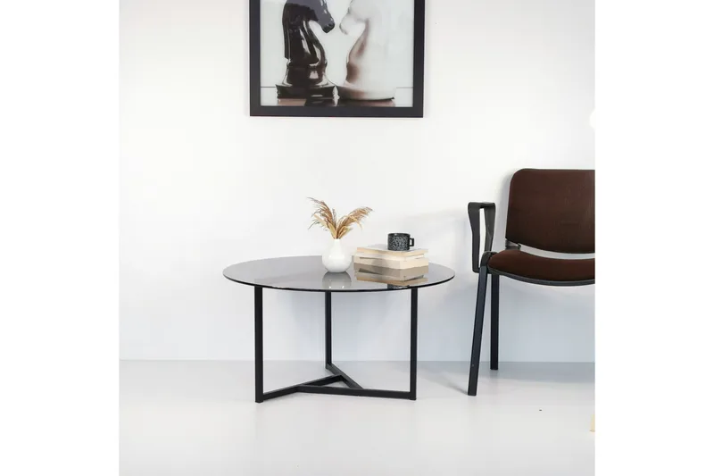 Sabani Soffbord 75 cm Runt X-formade Ben - Grå - Products - Möbler - Bord & matgrupp - Soffbord