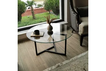 Sabani Soffbord 75 cm Runt X-formade Ben - Rökfärgat - Products - Möbler - Bord & matgrupp - Soffbord