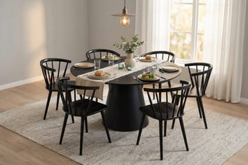 Siena Matgrupp runt 150 cm Svart med 6 Tyrö Matstolar - Svartlaserad ek - Products - Möbler - Bord & matgrupp - Matgrupp