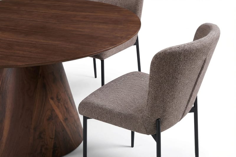 Siena Matgrupp runt 150 cm Valnöt med 6 Elsie Matstolar - Valnöt/Grå - Products - Möbler - Bord & matgrupp - Matgrupp