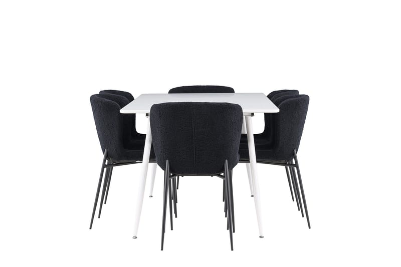 Silar Matgrupp 180 cm Rektangulär med 6 Modesto stolar - Vit/Svart - Products - Möbler - Bord & matgrupp - Matgrupp