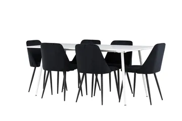 Silar Matgrupp 180 cm Rektangulär med 6 Night stolar - Vit/Svart - Products - Möbler - Bord & matgrupp - Matgrupp