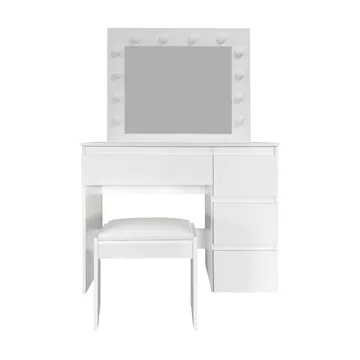 Glow Sminkbord 94 cm med spegel lådor och pall - LED Belysning - Vit - Products - Möbler - Bord & matgrupp - Sminkbord & toalettbord