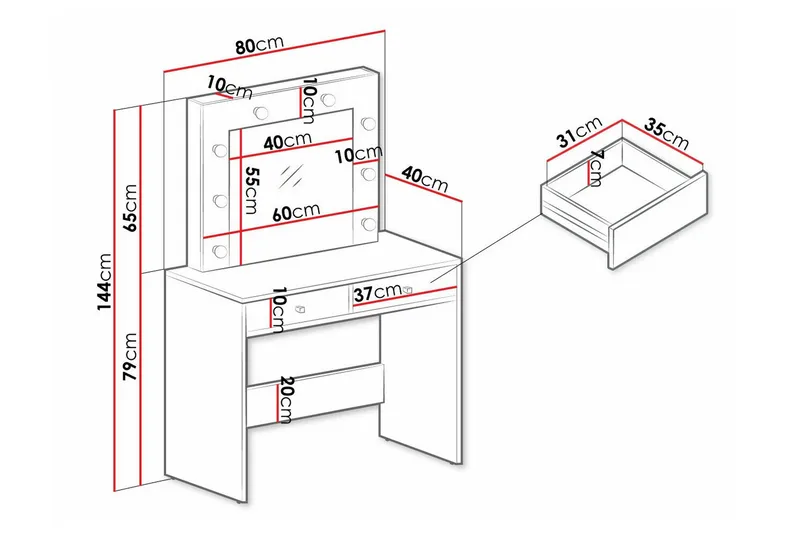 Scotsdale Sminkbord 80x40 cm - Cashmere - Products - Möbler - Bord & matgrupp - Sminkbord & toalettbord
