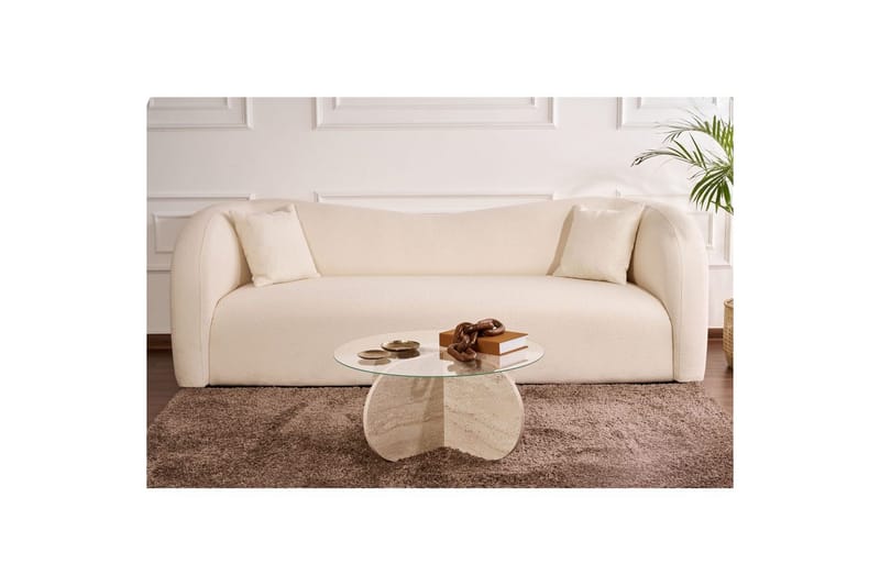 Soffbord Aeris 75 cm med Glasskiva - Travertin / Transparent - Products - Möbler - Bord & matgrupp - Soffbord