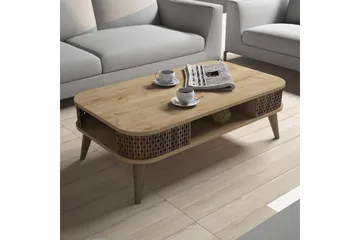 Hovdane Soffbord 105 cm med Förvaring Hylla Runda Hörn - Ljusbrun - Products - Möbler - Bord & matgrupp - Soffbord - Soffbord med förvaring