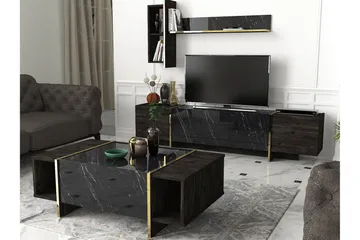 Riello Soffbord 104 cm med Förvaring Hyllor + Lucka - Svart/Guld - Products - Möbler - Bord & matgrupp - Soffbord - Soffbord med förvaring