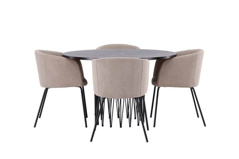 Stone Matgrupp 120 cm Rund med 4 Berit stolar, Beige