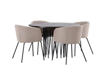 Stone Matgrupp 120 cm Rund med 4 Berit stolar - Beige - Products - Möbler - Bord & matgrupp - Matgrupp