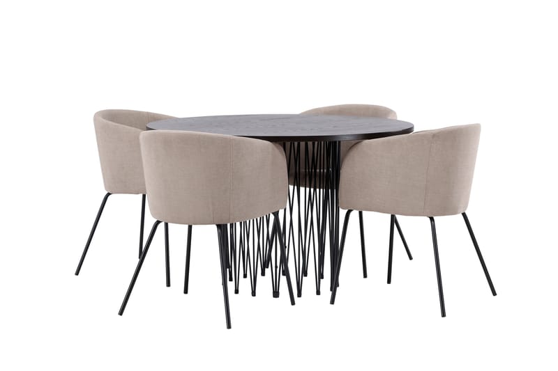 Stone Matgrupp 120 cm Rund med 4 Berit stolar - Beige - Products - Möbler - Bord & matgrupp - Matgrupp