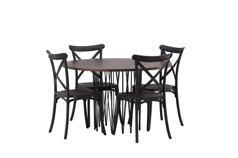 Stone Matgrupp 120 cm Rund med 4 Crosett stolar - Svart - Products - Möbler - Bord & matgrupp - Matgrupp