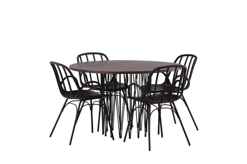 Stone Matgrupp 120 cm Rund med 4 Dyrön stolar - Svart - Products - Möbler - Bord & matgrupp - Matgrupp