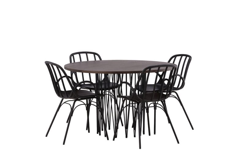 Stone Matgrupp 120 cm Rund med 4 Dyrön stolar - Svart - Products - Möbler - Bord & matgrupp - Matgrupp