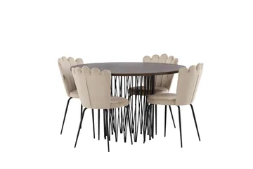 Stone Matgrupp 120 cm Rund med 4 Limhamn stolar - Beige - Products - Möbler - Bord & matgrupp - Matgrupp