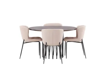 Stone Matgrupp 120 cm Rund med 4 Modesto stolar - Mörkgrå - Products - Möbler - Bord & matgrupp - Matgrupp