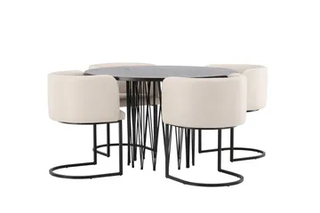 Stone Matgrupp 120 cm Rund med 4 Simrishamn stolar - Beige - Products - Möbler - Bord & matgrupp - Matgrupp