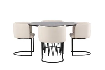 Stone Matgrupp 120 cm Rund med 4 Simrishamn stolar - Beige - Products - Möbler - Bord & matgrupp - Matgrupp