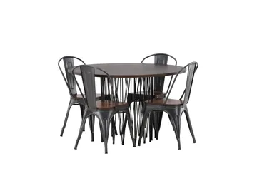 Stone Matgrupp 120 cm Rund med 4 Tempe stolar - Mocca - Products - Möbler - Bord & matgrupp - Matgrupp