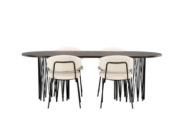 Stone Matgrupp 220 cm Oval med 4 Chico Stolar - Svart - Products - Möbler - Bord & matgrupp - Matgrupp