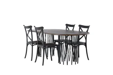 Stone Matgrupp 220 cm Oval med 4 Crosett stolar - Svart - Products - Möbler - Bord & matgrupp - Matgrupp