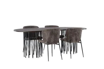 Stone Matgrupp 220 cm Oval med 4 Modesto stolar - Mörkgrå - Products - Möbler - Bord & matgrupp - Matgrupp
