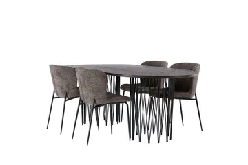 Stone Matgrupp 220 cm Oval med 4 Modesto stolar - Mörkgrå - Products - Möbler - Bord & matgrupp - Matgrupp