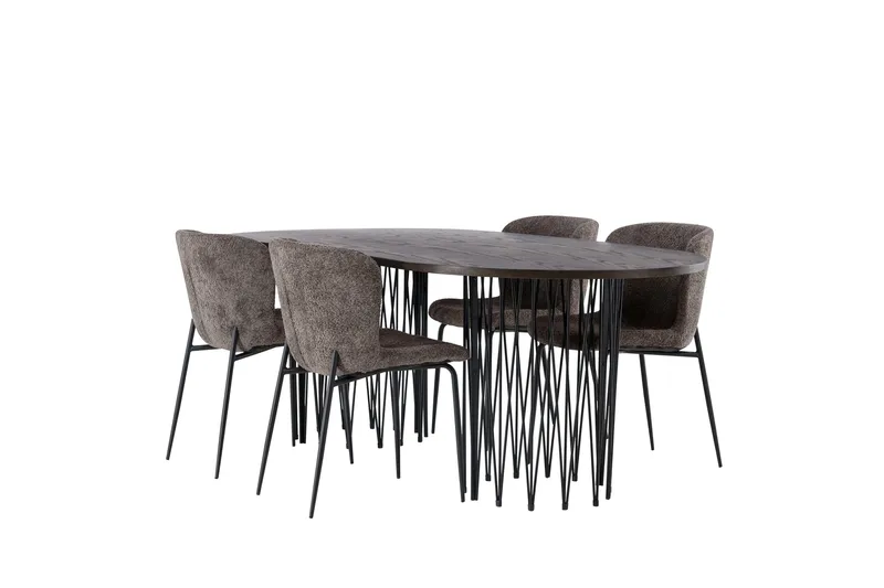 Stone Matgrupp 220 cm Oval med 4 Modesto stolar - Mörkgrå - Products - Möbler - Bord & matgrupp - Matgrupp