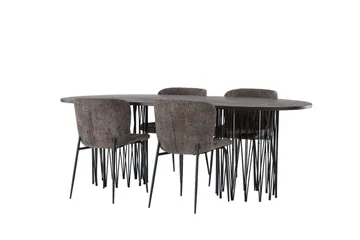 Stone Matgrupp 220 cm Oval med 4 Modesto stolar - Mörkgrå - Products - Möbler - Bord & matgrupp - Matgrupp