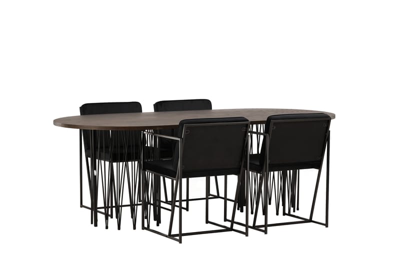 Stone Matgrupp 220 cm Oval med 4 Richmond stolar - Svart - Products - Möbler - Bord & matgrupp - Matgrupp