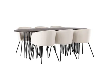 Stone Matgrupp 220 cm Rektangulär med 6 Berit stolar - Beige - Products - Möbler - Bord & matgrupp - Matgrupp