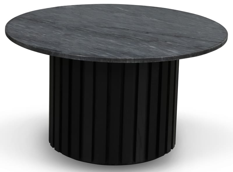 Sumo Soffbord i marmor Ø85 - Svartbets / Grå marmor, Grå marmor/svartbetsad ek