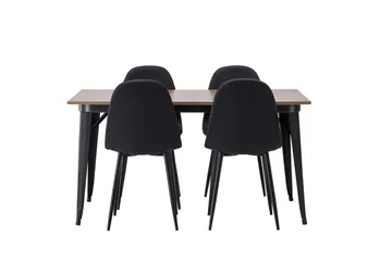 Tempe Matgrupp 140 cm Rektangulär med 4 Polar stolar - Svart - Products - Möbler - Bord & matgrupp - Matgrupp