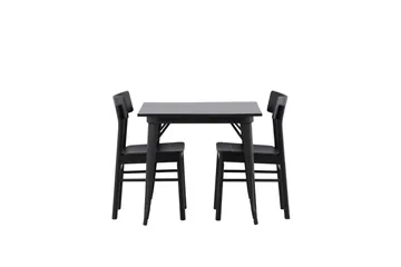 Tempe Matgrupp 80 cm Rektangulär med 2 Montros stolar, Svart