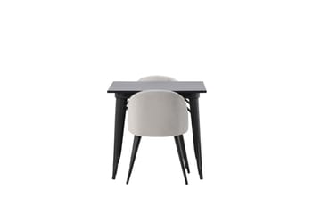 Tempe Matgrupp 80 cm Rektangulär med 2 Velvet stolar - Svart - Products - Möbler - Bord & matgrupp - Matgrupp
