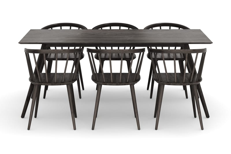 Tyrö Matgrupp med 6 st Tyrö Karmstolar - Smoked Oak/Smoked Oak - Products - Möbler - Bord & matgrupp - Matgrupp