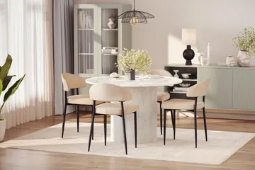 Uppveda Matbord 120 cm Rund med 4 st Jairam Matstolar - Vit - Products - Möbler - Bord & matgrupp - Matgrupp