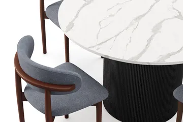 Uppveda Matbord 120 cm Rund med 4 st Jaiveer Matstolar - Svart/Vit - Products - Möbler - Bord & matgrupp - Matgrupp