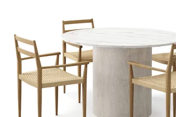 Uppveda Matbord 120 cm Rund med 4 st Jamna Karmstolar - Vit - Products - Möbler - Bord & matgrupp - Matgrupp