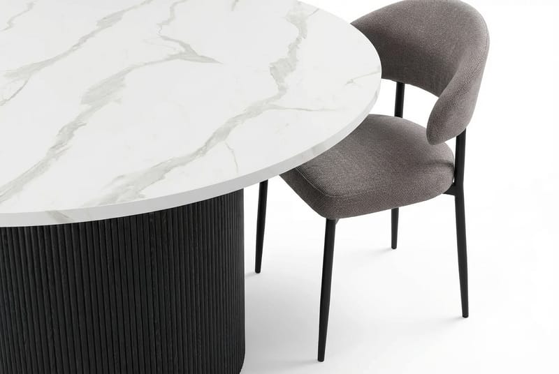 Uppveda Matbord 120 cm Runt Svart med 4 Sawako Greige Stolar - Svart/Vit/Greige - Products - Möbler - Bord & matgrupp - Matgrupp