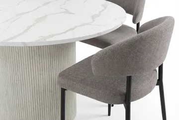 Uppveda Matbord 120 cm Runt Vitt med 4 Sawako Greige Stolar - Vit/Greige - Products - Möbler - Bord & matgrupp - Matgrupp