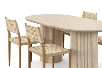 Uppveda Matbord Travetin utseende med 4 st Jamna Matstolar - Beige - Products - Möbler - Bord & matgrupp - Matgrupp