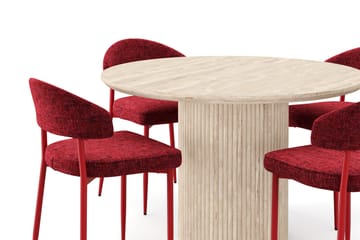 Uppveda Runt Matbord 120cm Travetin utseende med 4 st Jairam Matstolar - Beige - Products - Möbler - Bord & matgrupp - Matgrupp