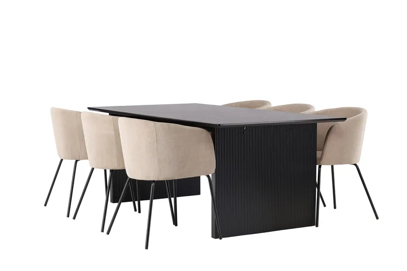 Vail Matgrupp 200 cm Rektangulär med 6 Berit stolar - Beige - Products - Möbler - Bord & matgrupp - Matgrupp
