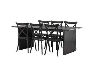 Vail Matgrupp 200 cm Rektangulär med 6 Crosett stolar - Svart - Products - Möbler - Bord & matgrupp - Matgrupp