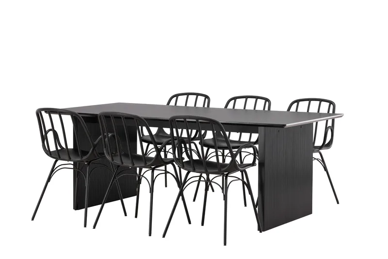 Vail Matgrupp 200 cm Rektangulär med 6 Dyrön stolar - Svart - Products - Möbler - Bord & matgrupp - Matgrupp